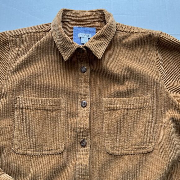 L.L. Bean Womens L Comfort Cord Shirt Jacket Brown Corduroy Button Front Shacket - Picture 3 of 10